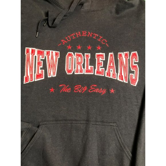 Unisex Sz L Classic Colors Embroidered Black Hoodie Authentic New Orleans - Picture 2 of 6